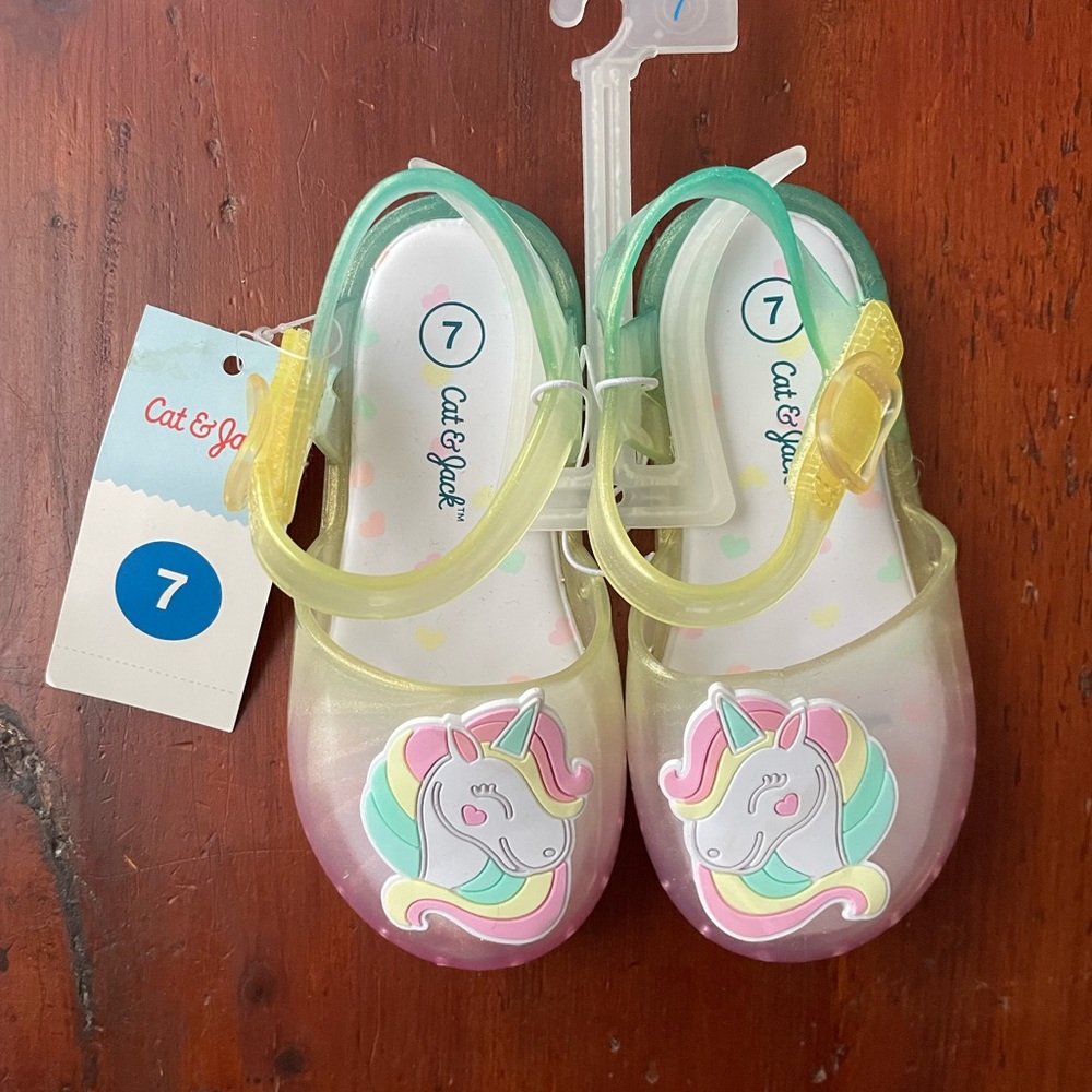 Cat & Jack Kids Unicorn Jelly Sandals - Yellow and Green